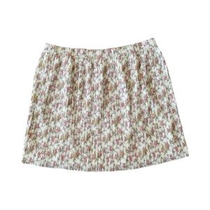 Loft White and Pink Floral Pleated Skirt Women’s Lg​​